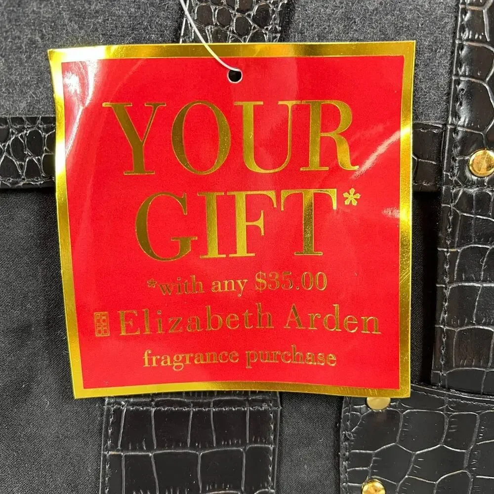 Elizabeth Arden Black Croc Embossed Tote Bag 17x11